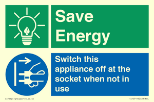 Save Energy, Switch this appliance off at the socket when not in use